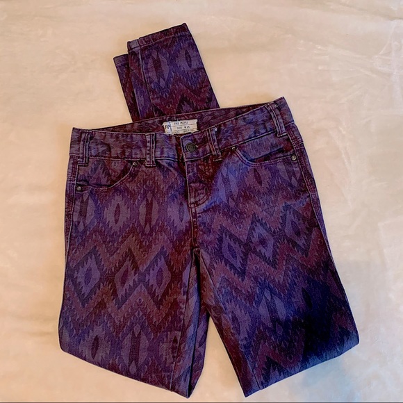 Free People Purple Aztec Patterned Denim Jeans